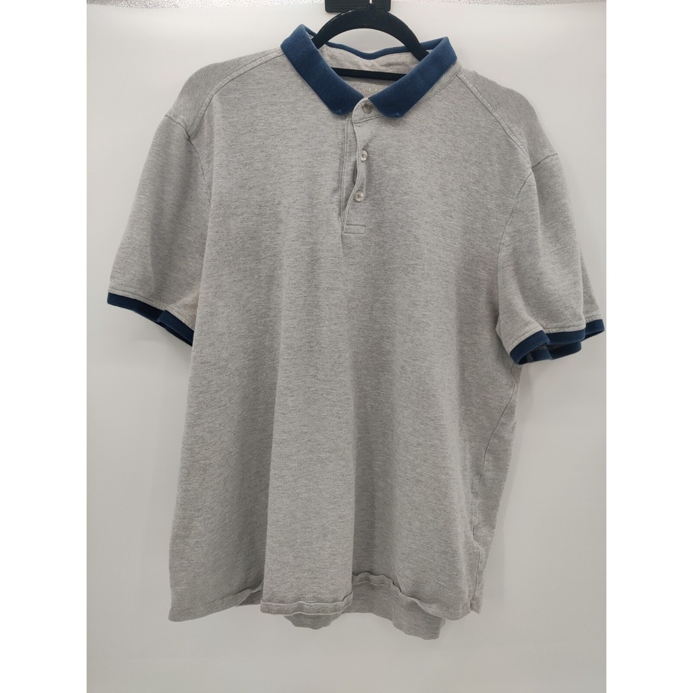 Five‎ Four Mens XL Polo Shirt Gray Navy Contrast Trim Short Sleeve Pique Knit